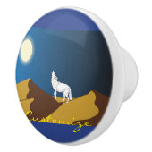 Wüste Coyote Howling Vollmond Thunder_Cove Keramikknauf (Rechts)
