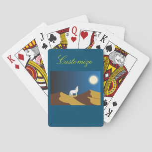 Wüste Coyote Howling Vollmond Thunder_Cove Spielkarten