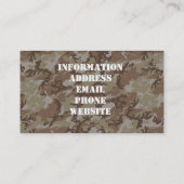 Wüste der Wälder MilitärCamouflage Visitenkarte (Rückseite)