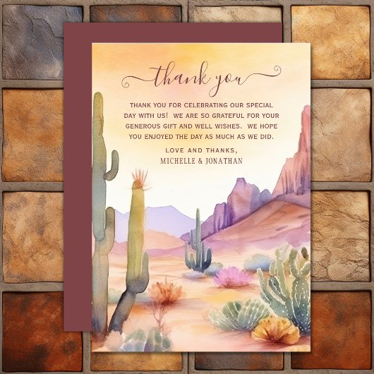Wüste der Wasserfarben und Kakteen, Hochzeiten im Dankeskarte