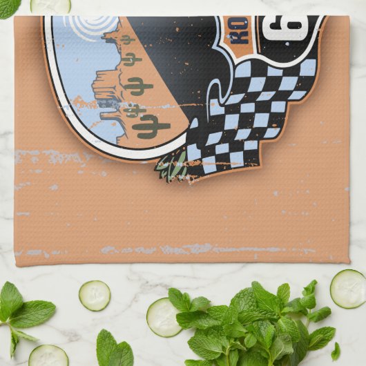 Wüste des Weg-66 Geschirrtuch (Gefaltet)