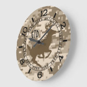 Wüste Digital Camouflage Jumping Deer Monogram Große Wanduhr (Winkel)