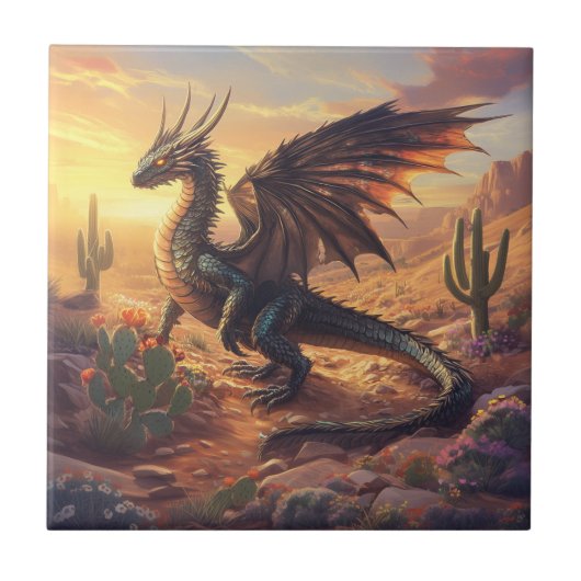 Wüste-Drachenteil im Südwesten - Fantasy Wall Deck Fliese (Vorderseite)