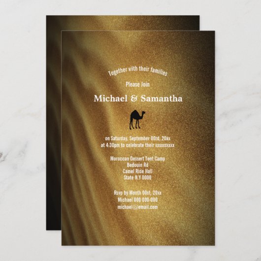Wüste Dune Wochenende Kamelfahrt Hochzeit Einladung (Vorne/Hinten)