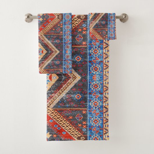 Wüste Echoes: Südwestliches Boho-Erbe Badhandtuch Set (Insitu)