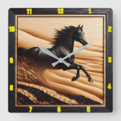Wüste Gallop: Charred Grain Arabian Quadratische Wanduhr (Vorderseite)