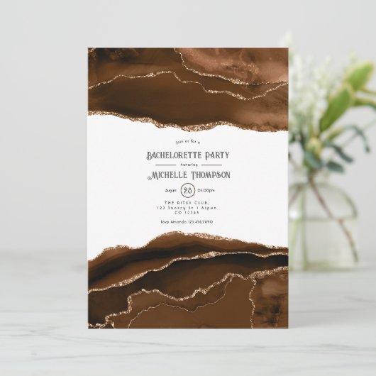 Wüste Gold Watercolor Agate Junggeselinnen-Abschie Einladung (Stehend Vorderseite)