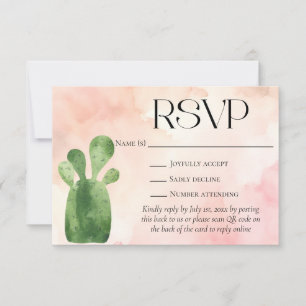 Wüste Green Cactus Wedding Website QR Code RSVP Karte