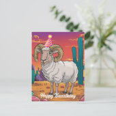 Wüste Großhornschaf & Kakteen Cartoon Postkarte (Stehend Vorderseite)