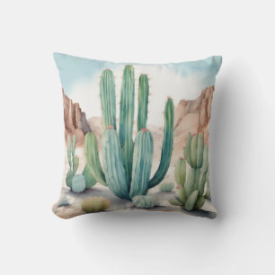 Wüste Inspiriert Aquarellkaktus dekorativ Kissen