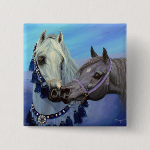 Wüste Jewels arabische Pferdequadratischen Knopf Button