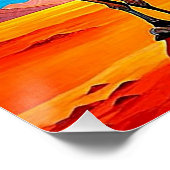 Wüste Kamelkarawane bei Sonnenuntergang 1 Poster (Ecke)