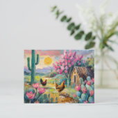 Wüste Kulturelle Landschaft mit Hühnern Postkarte (Stehend Vorderseite)