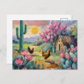 Wüste Kulturelle Landschaft mit Hühnern Postkarte (Vorne/Hinten)