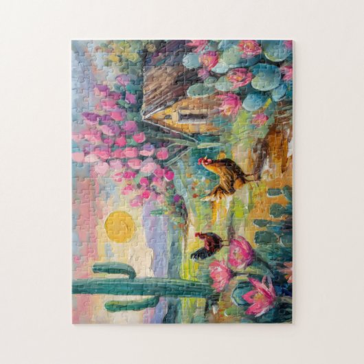Wüste Kulturelle Landschaft mit Hühnern Puzzle (Vertikal)