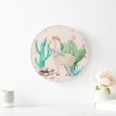 Wüste LIama Cactus Blume Stones Große Wanduhr (Zuhause)