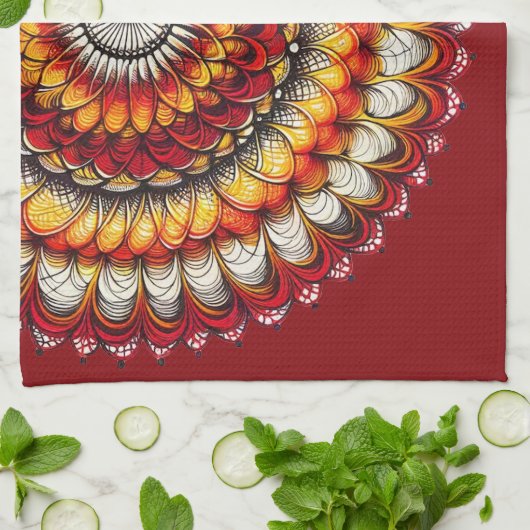 Wüste Medallion - Abstrakt Geschirrtuch (Gefaltet)