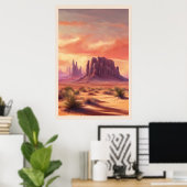 Wüste Mesa Buntes Monumental Butte Poster (Heimbüro)