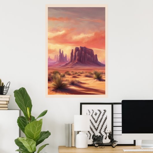 Wüste Mesa Buntes Monumental Butte Poster (Heimbüro)