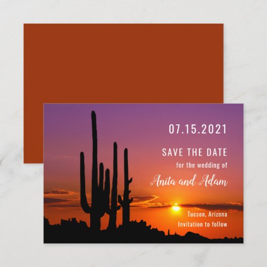 Wüste mit Cacti Landscape Save the Date Karte (Vorne/Hinten)