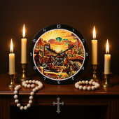 Wüste Motorrad Sunset Große Wanduhr