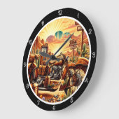 Wüste Motorrad Sunset Große Wanduhr (Winkel)