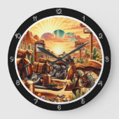 Wüste Motorrad Sunset Große Wanduhr (Vorderseite)