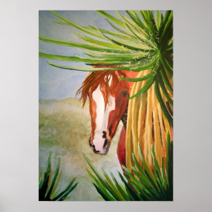 Wüste Mustang im Yuccas Poster