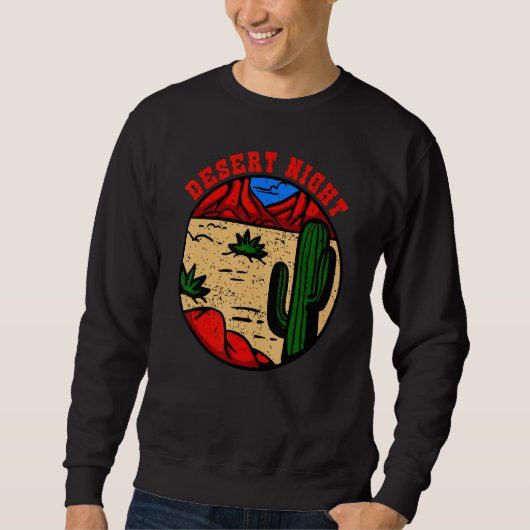 Wüste Night Cactus Dark Landscape Adventure Hikin Sweatshirt (Vorderseite)