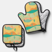 Wüste Ofenhandschuh & Topflappen-Set (Vorderseite/Rückseite)