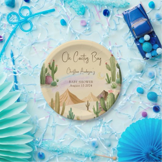 Wüste Oh Cactus Boy Boho Arch Baby Shower Pappteller (Party)