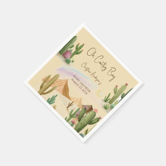 Wüste Oh Cactus Boy Boho Arch Baby Shower Serviette (Ecke)