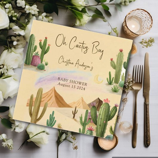 Wüste Oh Cactus Boy Boho Arch Baby Shower Serviette