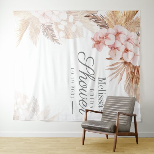 Wüste Pampas Grass Boho Brautparty Hintergrund Wandteppich (Beispiel (Horizontal))
