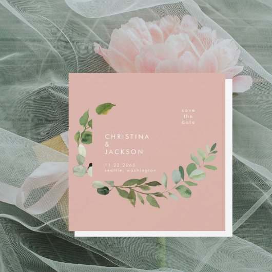 Wüste Pink Eukalyptus Wedding Save the Date