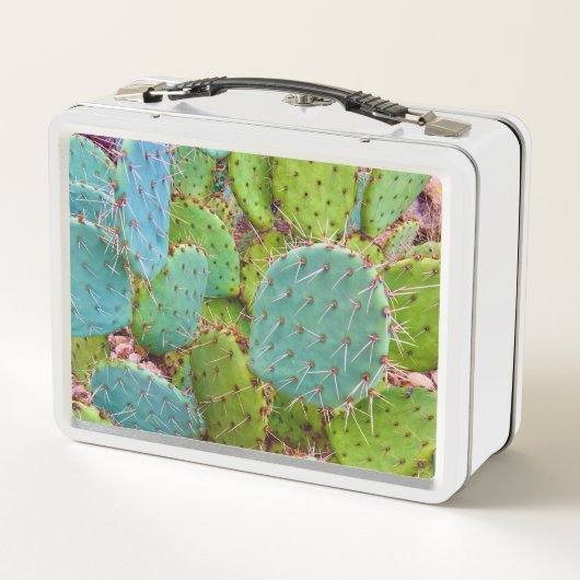 Wüste Prickly Pear Cactus Green Garden Metall Brotdose (Rückseite)