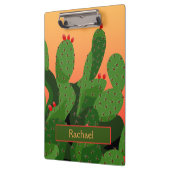 Wüste Prickly Pear Cactus Sunset Personalisiert Klemmbrett (Links)