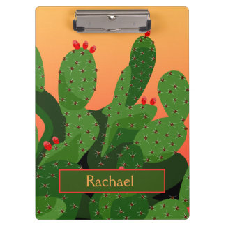 Wüste Prickly Pear Cactus Sunset Personalisiert Klemmbrett