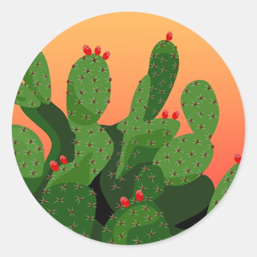 Wüste Prickly Pear Cactus Sunset Runder Aufkleber (Vorderseite)