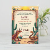 Wüste Reptile Themed Kindergeburtstag Party Einladung (Stehend Vorderseite)