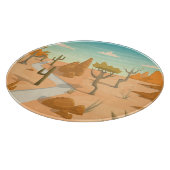 Wüste Road Landschaft: Cartoon Vintag. Schneidebrett (Ecke)