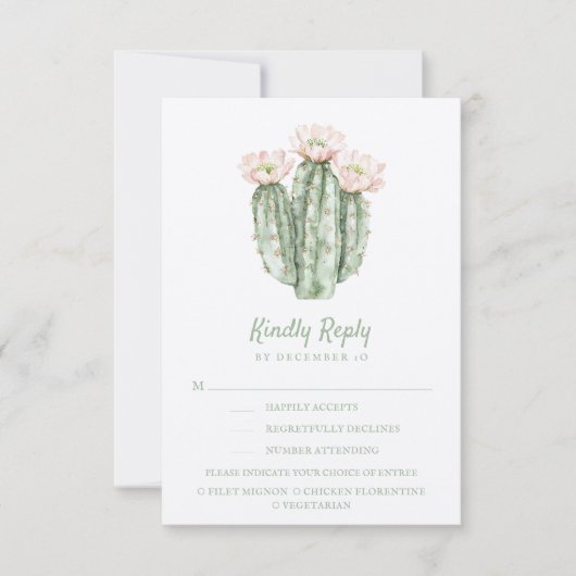 Wüste Rose Cactus | Kindly Reply | Optionen RSVP Karte (Vorderseite)
