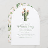 Wüste Rose Cactus Monogram Wedding Einladung (Vorne/Hinten)
