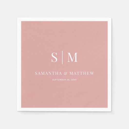 Wüste Rose Einfache Elegante Couple Initials Hochz Serviette (Vorderseite)