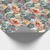 Wüste Rose Kaktus Blume Herbstfarben Geschenkpapier (Ecke)