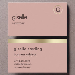 Wüste Rose Luxus Imitats Gold Foil Monogram Visitenkarte