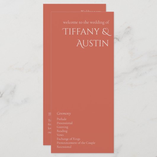 Wüste Rose Modernes Hochzeitsprogramm (Vorne/Hinten)