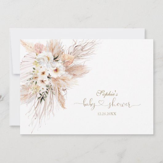 Wüste Rose Pampas Grass Baby Shower Kalligraphie Dankeskarte (Rückseite)