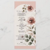 Wüste Rose Pink Blumengrün Hochzeitsprogramm Programm (Rückseite)