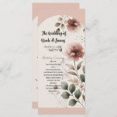 Wüste Rose Pink Blumengrün Hochzeitsprogramm Programm (Vorne/Hinten)